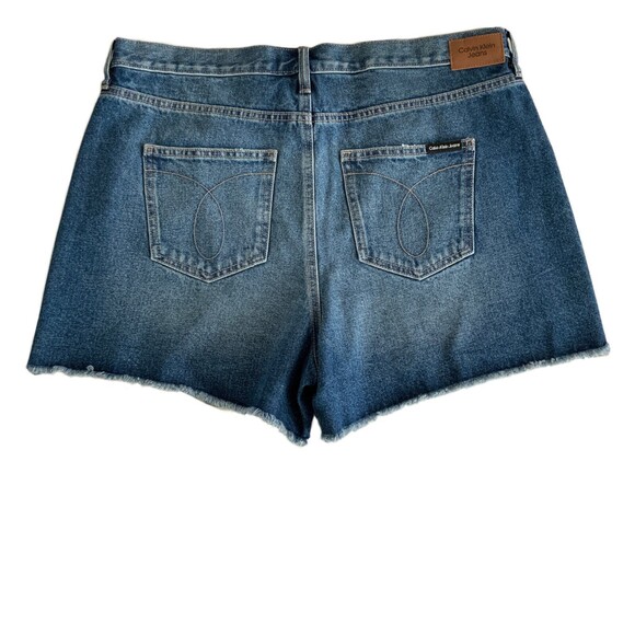 Calvin Klein Jeans Cut-off Shorts Distressed Raw Hem High Rise Blue 16 - Picture 3 of 8